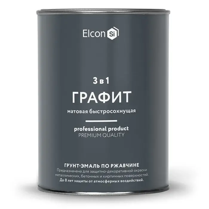 Грунт-эмаль по ржавчине Elcon 3 в 1, матовая, графит