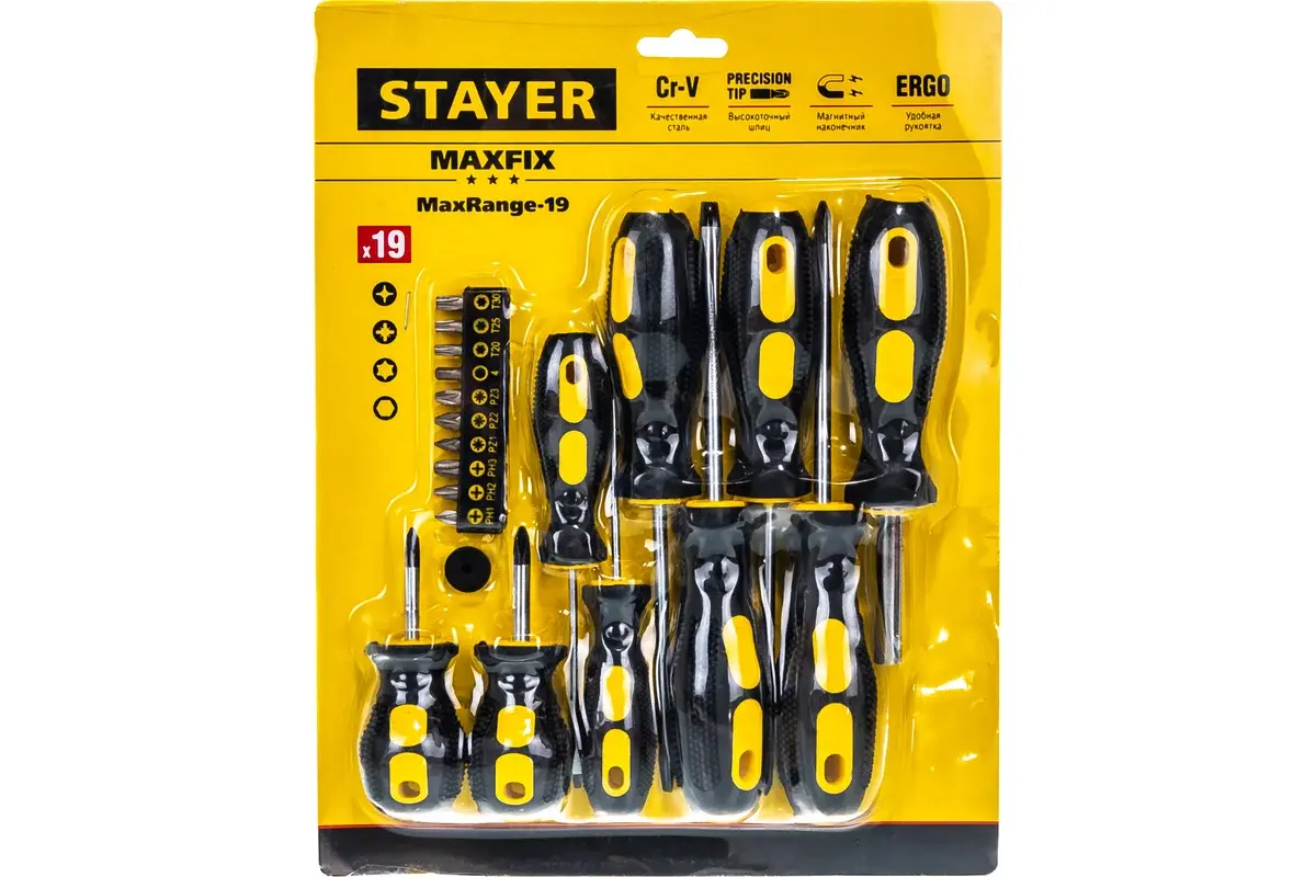 Отвертки STAYER Maxfix, 2513-H19, 19 предметов 2513-H19