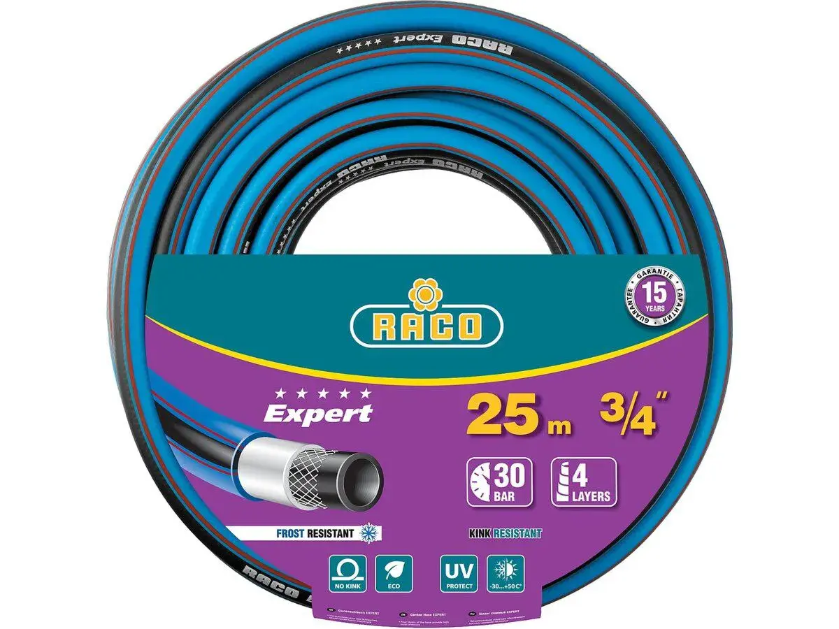 Шланг садовый Raco EXPERT четырёхслойный 3/4", 30 атм, 25 м, 40302-3/4-25_z01